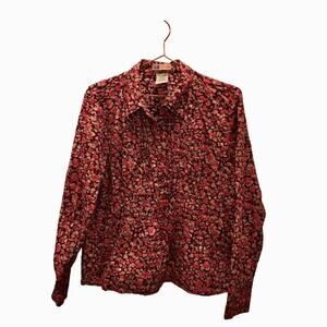 Faded Glory floral Women’s button down shirt elastic in front chest area